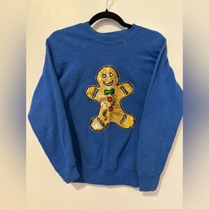 Blue Gingerbread Sequin Sweater